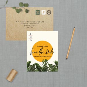 Casamento com vegetação botânica, salve a data // 4,25x5,5 // PAGAMENTO ADICIONAL Cartões impressos // Casamento moderno, salve as datas, casamento botânico