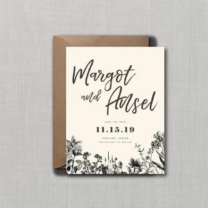 Mariage minimaliste botanique rustique Save the Date / / carte 4.25x5.5 / / bricolage imprimable / / mariage moderne, Photo Save the Date