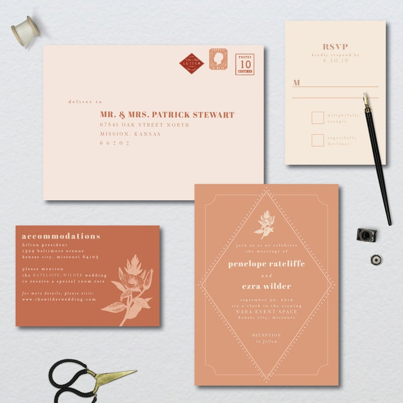 Vintage Wedding Boho Botanical Wedding Suite DOWN PAYMENT towards Printed Sets Modern Wedding Floral Wedding