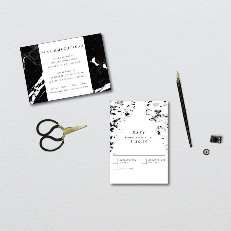 Marble Splatter Wedding Suite // DOWN PAYMENT towards Printed Sets // Modern Wedding, Bold Wedding, Artsy Wedding image 3