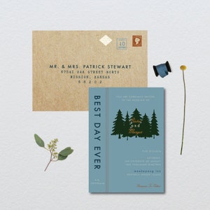 Wes Anderson Forest Library Wedding Suite // DIY PRINTABLE Invite RSVP // Modern Wedding, Forest Wedding, Camp Wedding, Library Wedding image 2