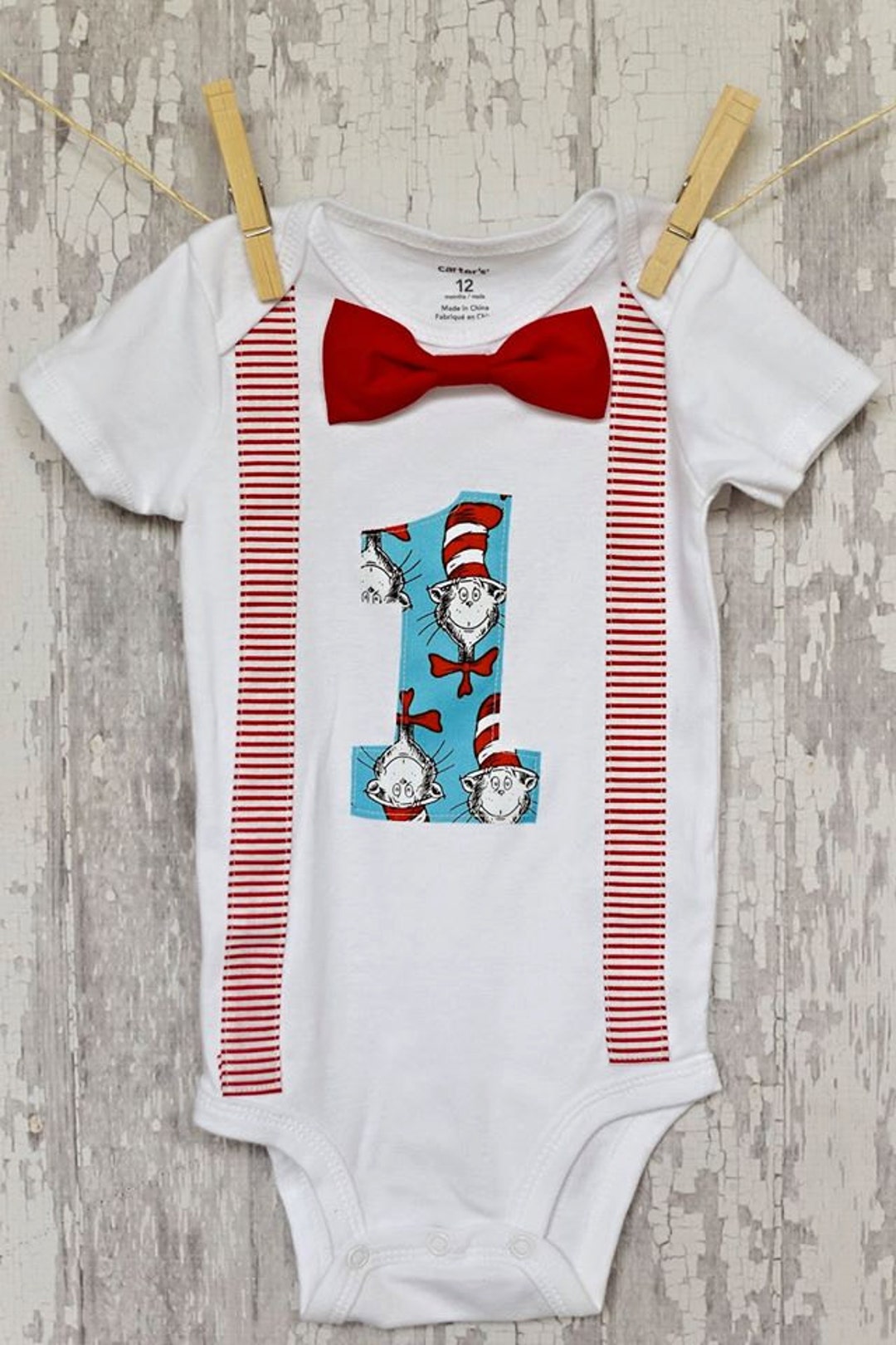 Dr. Seuss/baby Boy Bow Tie Suspender Onesie Bodysuit /daycare Etsy