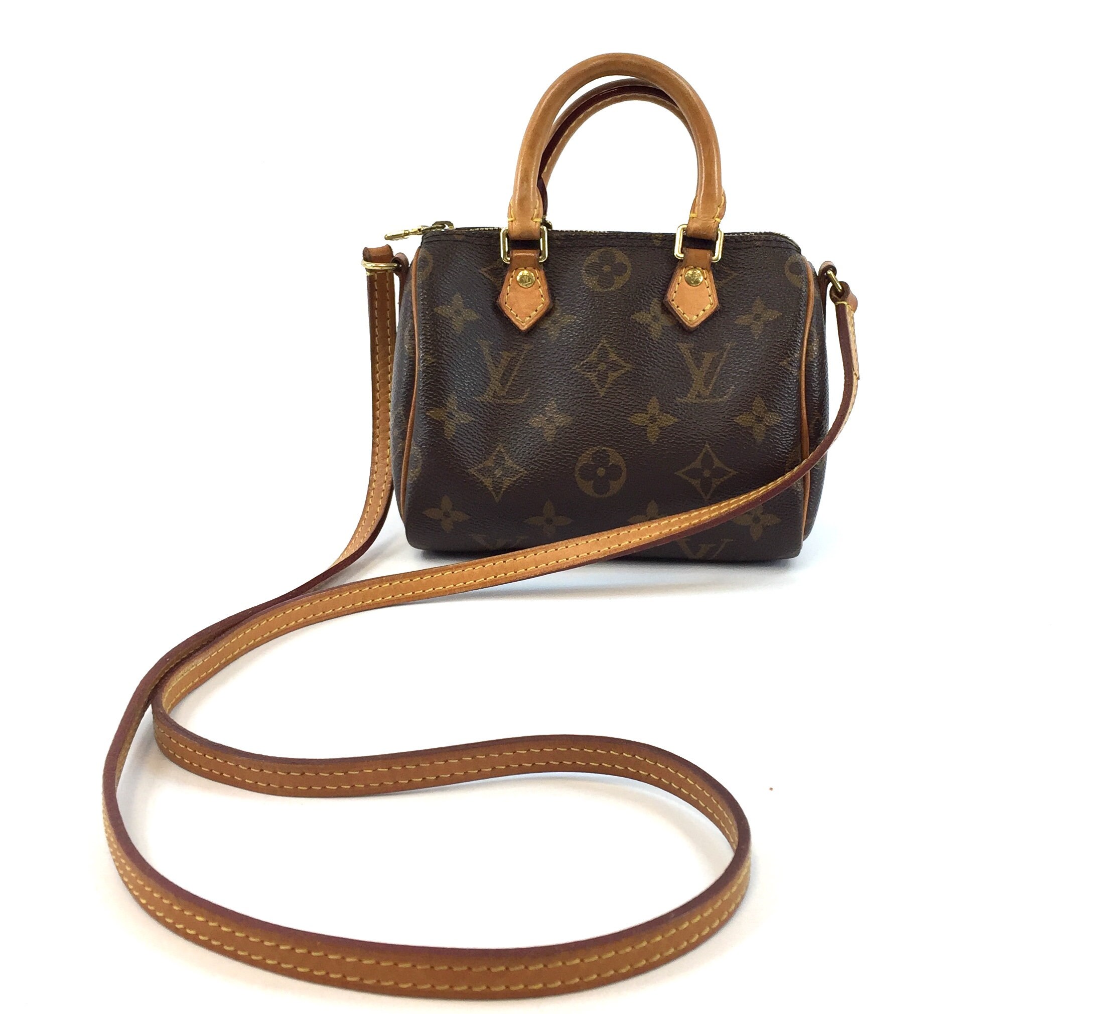 New Authentic Louis Vuitton Nano Speedy Monogram Crossbody Canvas Bag Sold  Out