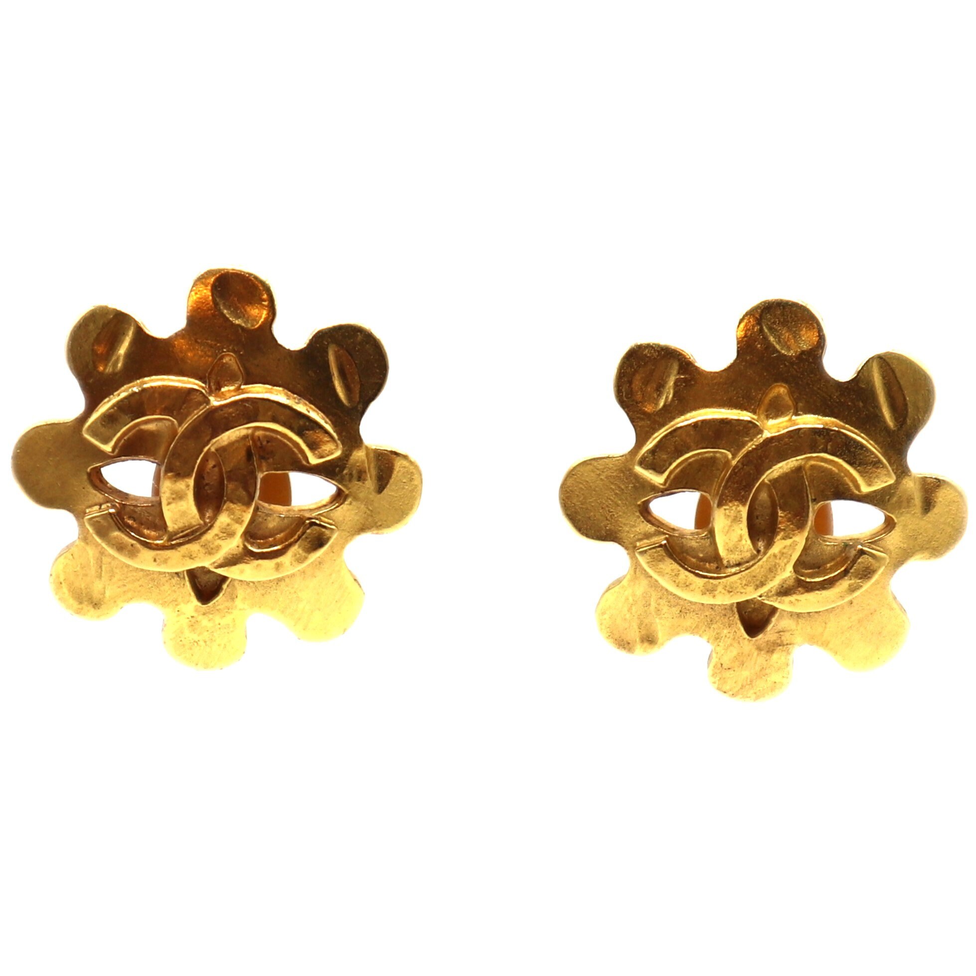 Chanel Gold Metal CC Logo Woven Dome Earrings, 1984-1992, Fashion | Clip-On Earrings, Vintage Jewelry (Very Good)