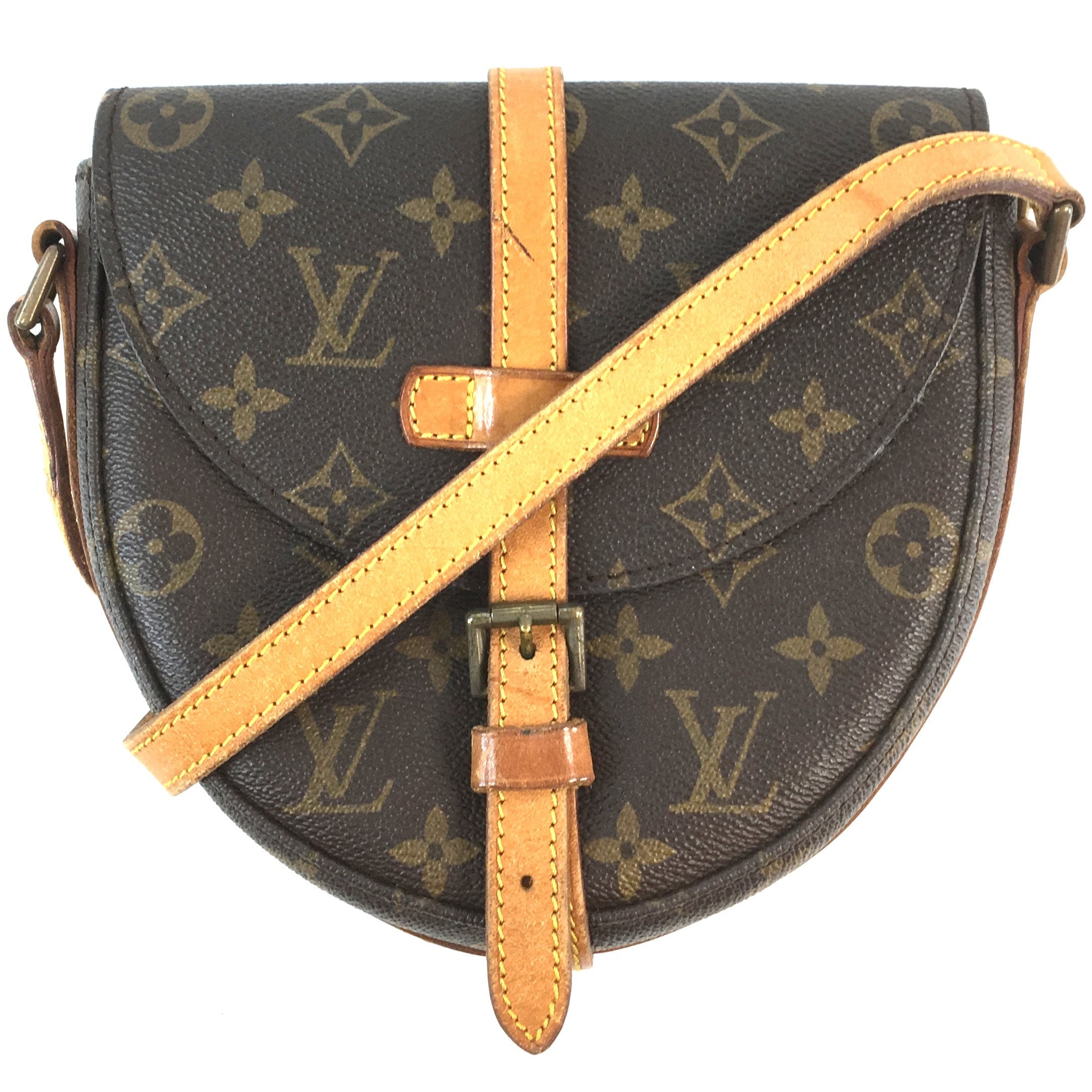 Louis Vuitton Vintage Leather Monogram Crossbody Saddle Bag at