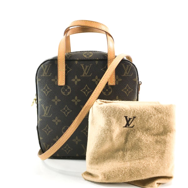 Louis Vuitton Spontini Rare Two Way Satchel Cosmetic Vanity Beauty Brown Monogram Canvas Cross Body Bag