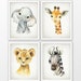 PRINTABLE Cute ZOO Animals Print Set of 4, Baby Animal Nursery Wall Art ...