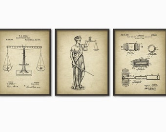 PRINTABLE Set of 3 Attorney Office Prints The Lady Justice Law Lawyer Solicitor Judge Court Legal System Art Digital Poster INSTANT DOWNLOAD