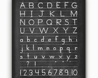 Alphabet Chart Childrens Room Wall Art Print, Back To School Wall Art, Alphabet Poster, Typography Art Print