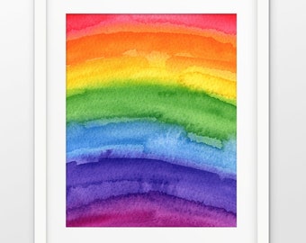 Rainbow Watercolor Art Print, Rainbow Painting Nursery Wall Art, Playroom Decor, Rainbow Baby Shower, Rainbow Colors Bedroom, Kids Room #286