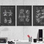 Lego Patent Prints Set Of 3 Lego Wall Art Poster Set Lego Bedroom Art Poster Boys Bedroom Decor Lego Gift Idea