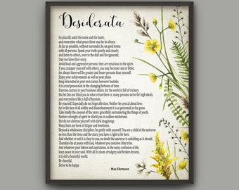 Desiderata by Max Ehrmann Typography Print, Inspirational Poster, Student Wall Art Poster, Dorm Decor Poetry Wall Art Literature Print #4