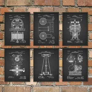 Tesla Patent Prints Nikola Tesla Engineering Invention Patent Tesla Motors Tesla Coil Generator Electric Circuit Poster Set Of 6 Black Graph