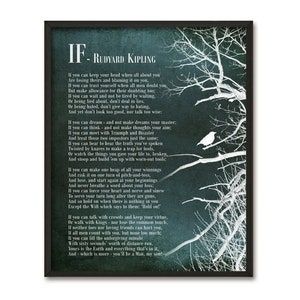If Poem by Rudyard Kipling Poster, Inspirational Print, Student Wall Art, Dorm Decor, Poetry Wall Art Decor