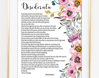 Desiderata by Max Ehrmann Typography Print, Inspirational Poster, Student Wall Art Poster, Dorm Decor Poetry Wall Art Literature Print #2