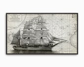 Frame TV Sailing Ship Wall Art, Vintage Art for Samsung Frame TV, Antique Frame TV Art, Digital Art for tv Instant Download