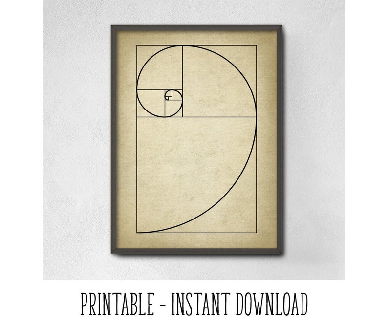 PRINTABLE Fibonacci Spiral Wall Art Poster Mathematics - Etsy