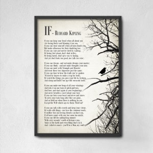 If by Rudyard Kipling Typography Print, Inspirational Student Wall Art, Dorm Decor, Poetry Poster, Gift for Him