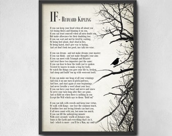 If by Rudyard Kipling Typography Print, Inspirational Student Wall Art, Dorm Decor, Poetry Poster, Gift for Him