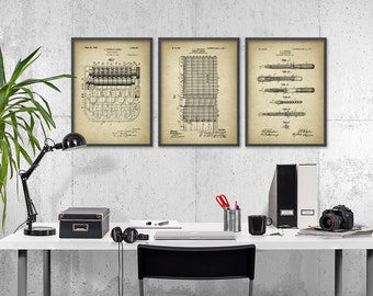 Accountant Patent Print Set Of 3 - Accountancy Poster - Office Wall Art - General Ledger -Adding Machine - Fountain Pen Office Decor