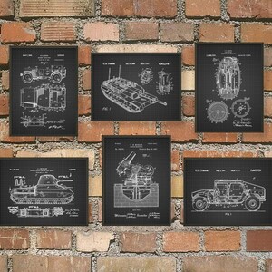 Military Patent Prints Set of 6 - Army Art Posters - Military Vehicle ...