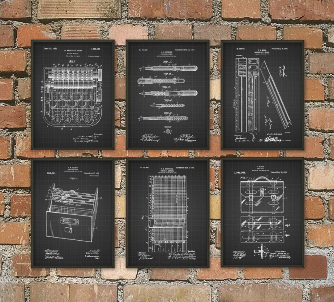 Accountant Patent Print Set of 6 - Accountancy Poster - Office Wall Art ...