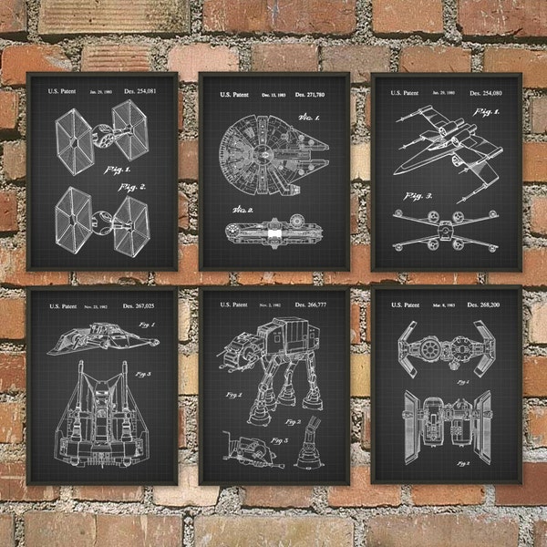 Spacecraft Set Of 6 Prints, Spacecraft Bedroom Art, Science Fiction Spacecraft Wall Art, SCI FI Art, Space Exploration