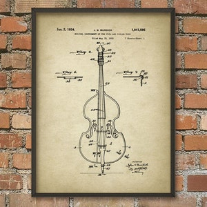 Double Bass Patent Print, Bowed String Musical Instrument Wall Art Poster, Music Home Decor, Musician Gift Idea
