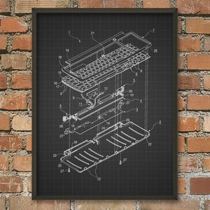 Keyboard Schematic Diagram Patent Wall Art Poster