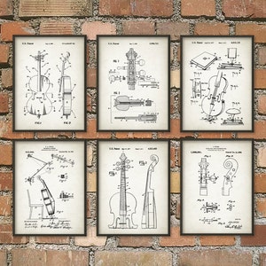 PRINTABLE Cello Patent Prints Set Of 6 - Violoncello Musician Wall Art Poster - Music Room Decor - Musician Gift Idea - Orchestra Art Poster