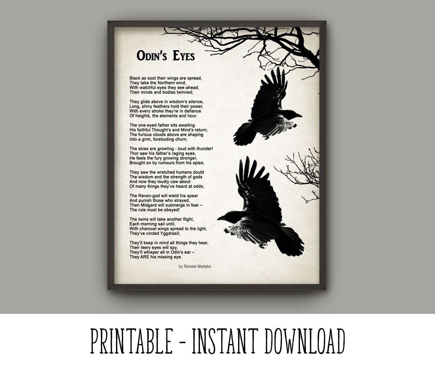 PRINTABLE Odin's Eyes Poem by Renata Matejko Printable Etsy Australia