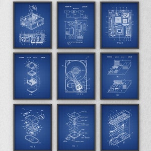 Ultimate Computer Patent Poster Set of 9, Computing Room Wall Art, Home Office Decor, IT Student Dorm Room Art Prints, Computer Geek Gift