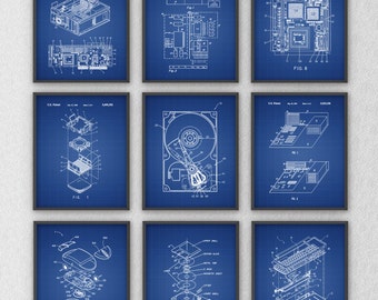 Ultimate Computer Patent Poster Set of 9, Computing Room Wall Art, Home Office Decor, IT Student Dorm Room Art Prints, Computer Geek Gift