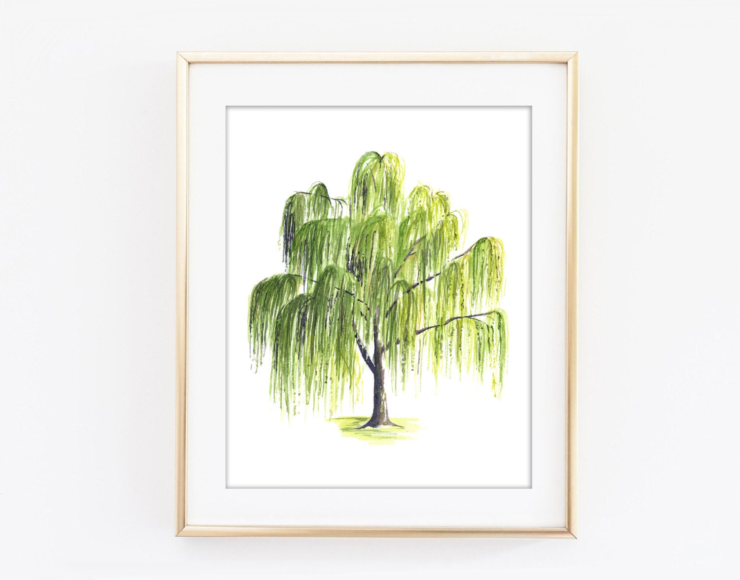 Weeping Willow Tree Watercolor Art Print Woodland Poster Etsy