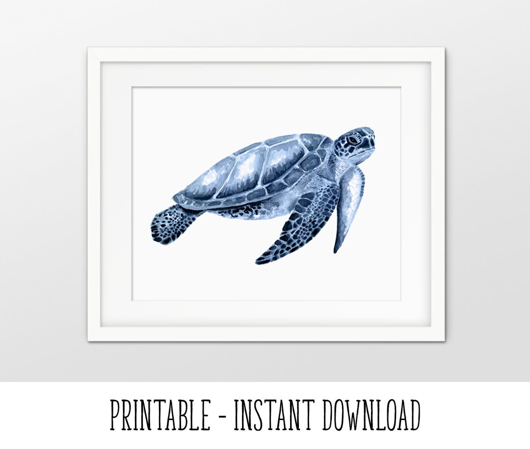 PRINTABLE Sea Turtle Watercolor Wall Art Print, Turtle Painting, Marine ...