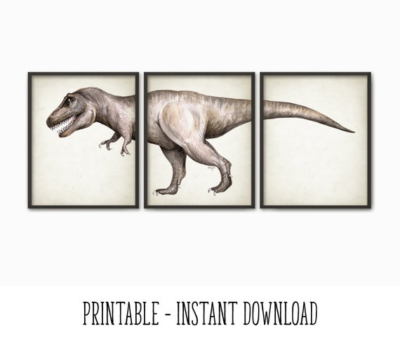 Watercolor Origami T-Rex Dinosaur Matte Poster Print