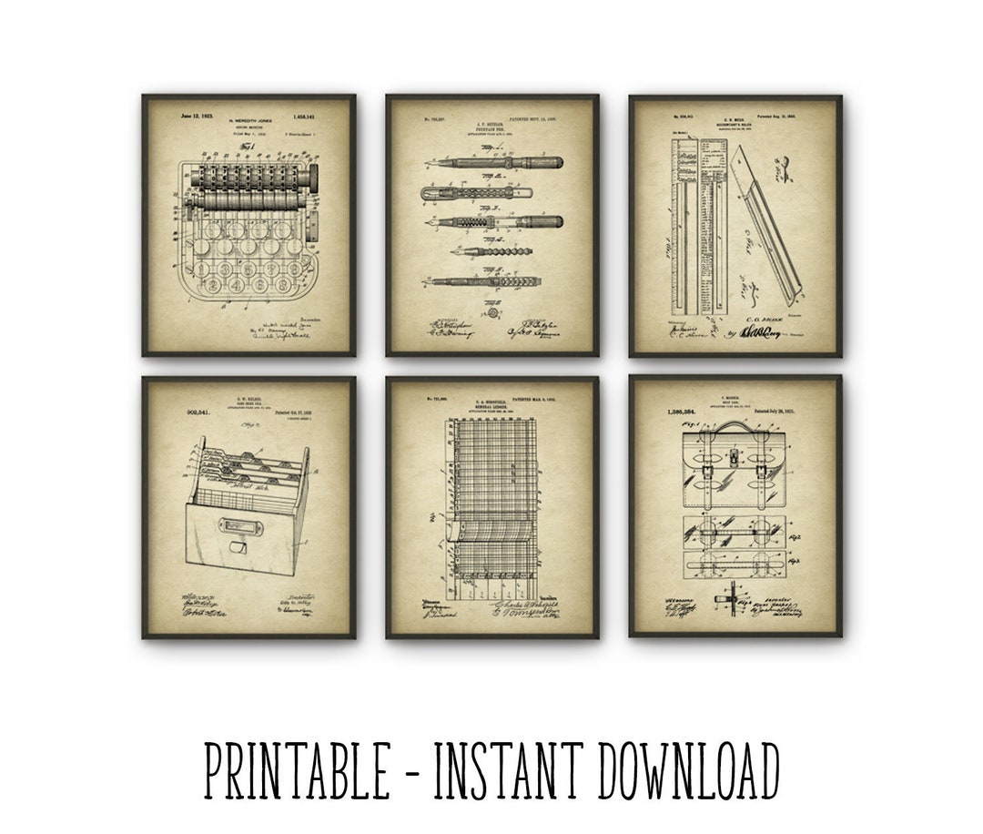 PRINTABLE Set of 6 Accountant Patent Wall Art Images, Accountancy ...