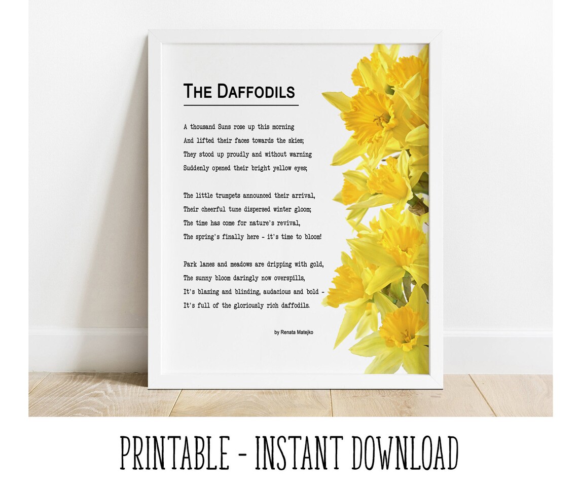 PRINTABLE Daffodils Poem by Renata Matejko Spring Printable Etsy UK