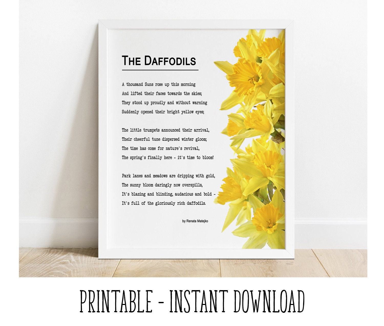 PRINTABLE Daffodils Poem by Renata Matejko Spring Printable Etsy UK