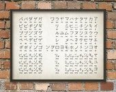 Japanese Alphabet Print, Katakana Script, Japanese Wall Art Poster, Language Chart