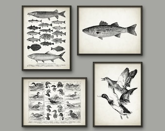Fishing and Duck Hunting Set Of 4 Prints
