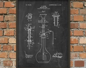 Cannabis Smoking Pipe Patent Wall Art Print, Marijuana Smoking Wall Art, Pot Grass Hashish Patent Poster, Weed Pothead Smoker Gift