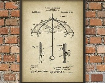Umbrella Patent Print - Umbrella Design - Vintage Umbrella Wall Art Poster - Umbrella Art - Rain Protection - Rainy Day - Bedroom Art