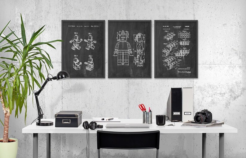 Lego Patent Prints Set Of 3 Lego Wall Art Poster Set Lego Bedroom Art Poster Boys Bedroom Decor Lego Gift Idea