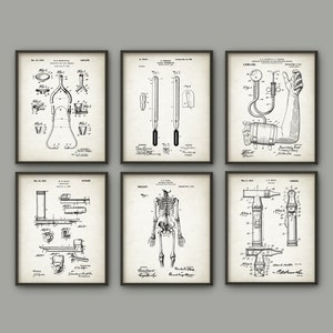 Doctor Patent Prints Set of 6 - Medical Equipment Design - Doctor Gift Idea - Medical Student - Medical Inventions - Medical Treatment
