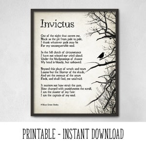 PRINTABLE Invictus Typography Print, Inspirational Poster, Student Wall ...