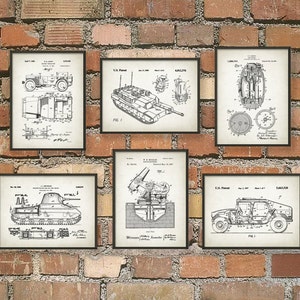 Military Patent Prints Set of 6 - Army Art Posters - Military Vehicle ...