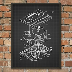 Vintage VHS Cassette Tape Patent Print - Video Tape - Video Recorder Cassette - Video Cassette Schematic - Television Recording - Betamax