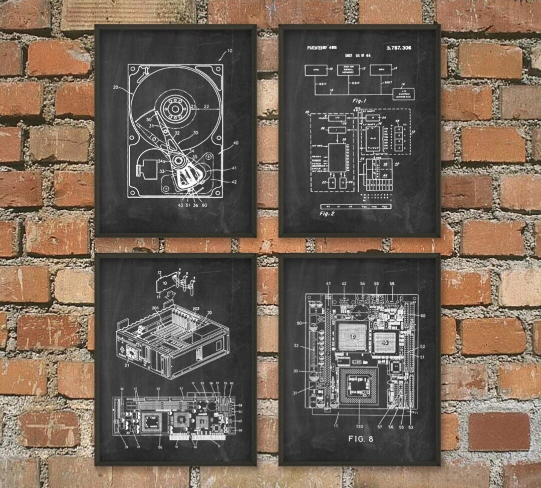 Computer Geek Wall Art Poster Set of 4 No.2 - Computer Room Home Decor ...