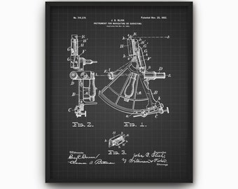 Sextant Patent Print - 1902 Sextant Design - Marine Navigation - Nautical Observation Instrument - Naval History Apparatus